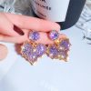 Heart Shape Amethyst Maple Leaf Dangle Earrings - Image 2
