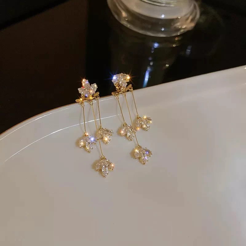 Korean Diamond Water Drop Earrings - Image 2