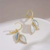 Leaf-Shaped Rhinestones Earrings - Image 3