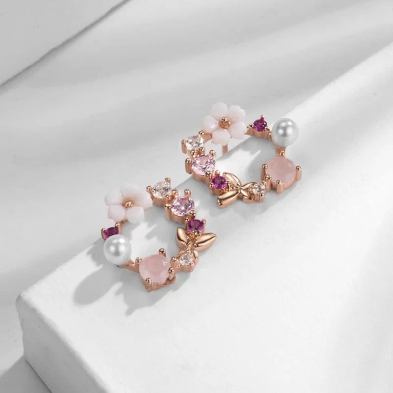 Little Pinkish Flower Stud Earrings - Image 3