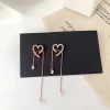 Love Heart Tassel Dangle Drop Earrings - Image 3