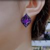 Purple Crystal Shining Earrings - Image 3
