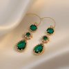 Retro Green Water Droplets Earrings - Image 3