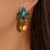 Rhinestone Pineapple Shaped Stud Earrings - Image 2