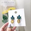 Rhinestone Pineapple Shaped Stud Earrings - Image 3