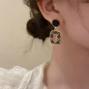 Rhinestone Rectangle Drop Earrings - Image 2
