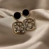 Rhinestone Rectangle Drop Earrings - Image 4